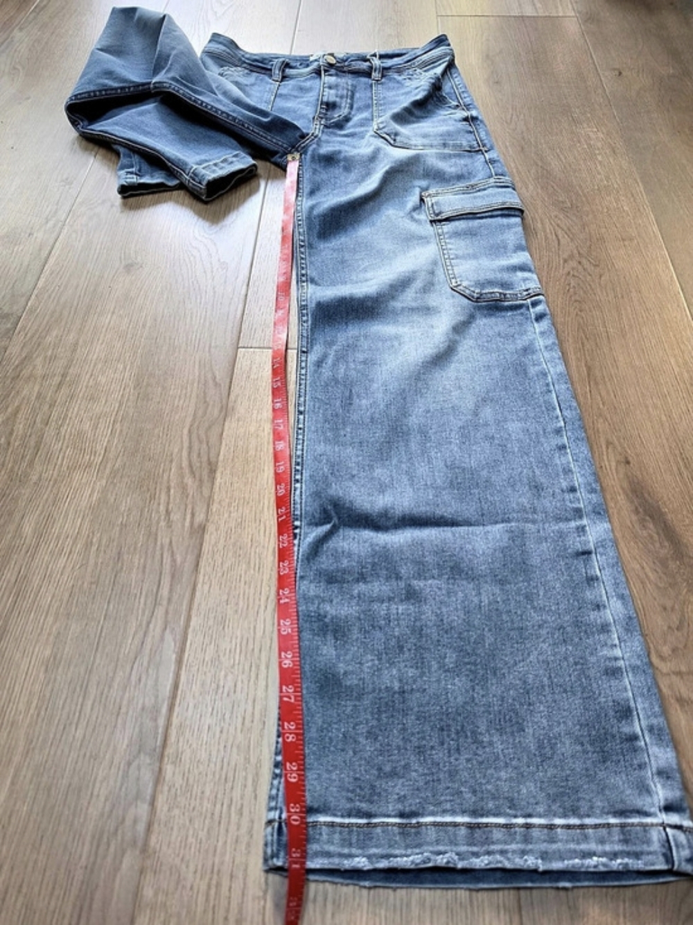 Risen Cargo Wide Leg Jeans in Blue Waist 11/30 NWT - Picture 5 of 10